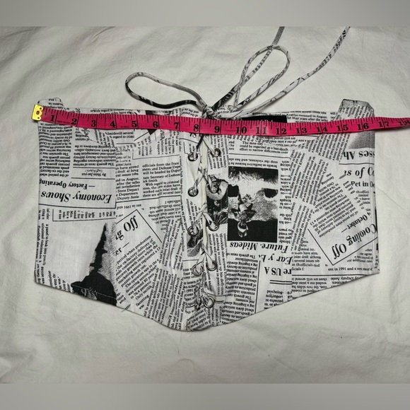 AKIRA Read The News Black and White Lace Up Underbust Corset XL - Picture 8 of 11